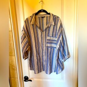 Unique Spectrum Striped 3/4 sleeve blouse 3X